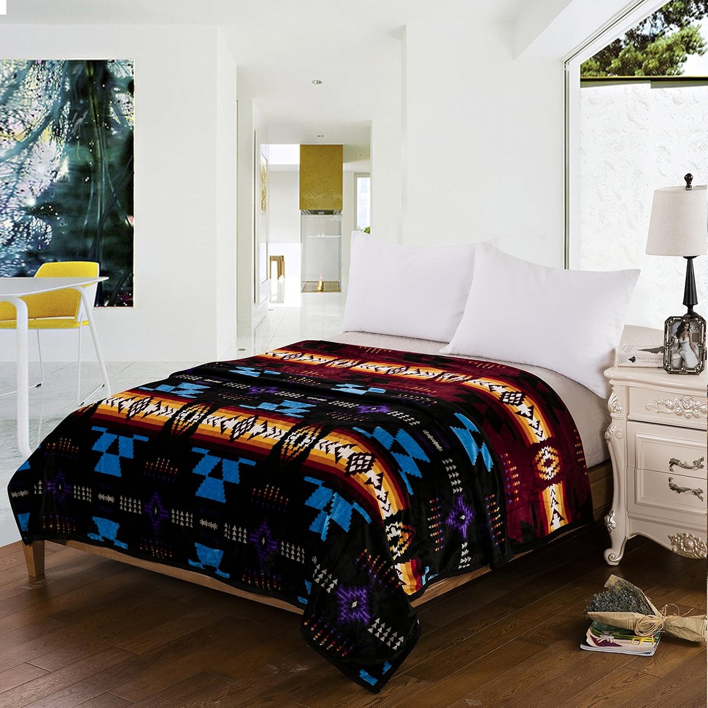 Classic Velvet Plush Reversible Blanket - Burgundy/Black - FULL/TWIN