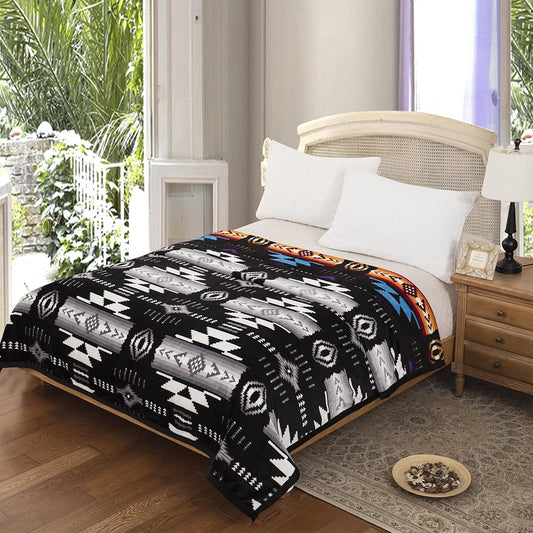 Classic Velvet Plush Reversible Blanket  - Black/Silver- FULL/TWIN