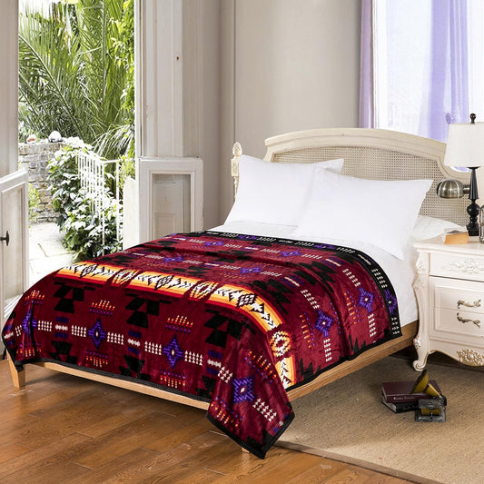 Classic Velvet Plush Reversible Blanket - Burgundy/Black - FULL/TWIN