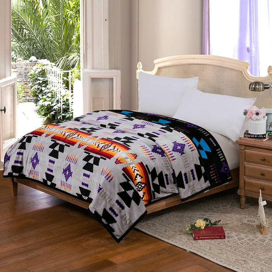 Classic Velvet Plush Reversible Blanket - GreyBlack -FULL/TWIN