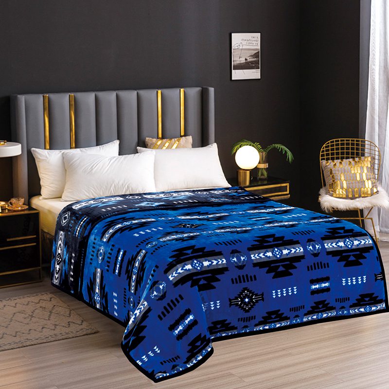 Neon Velvet Plush – Ultra Soft, Reversible,  “Cloud” Design - Black Neon Blue- QUEEN