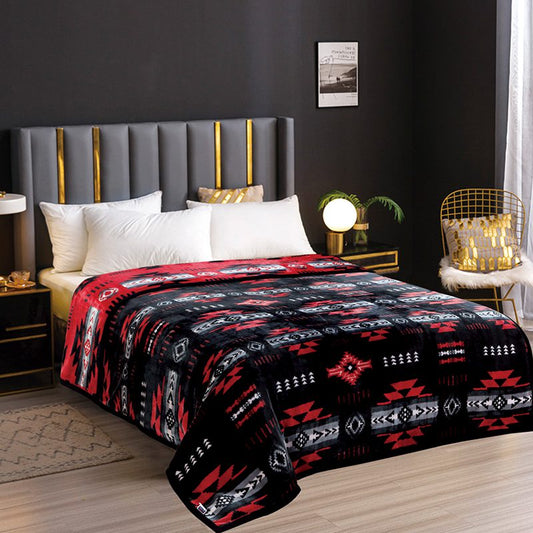 Neon Velvet Plush – Ultra Soft, Reversible,  “Cloud” Design - Black Neon RED- QUEEN