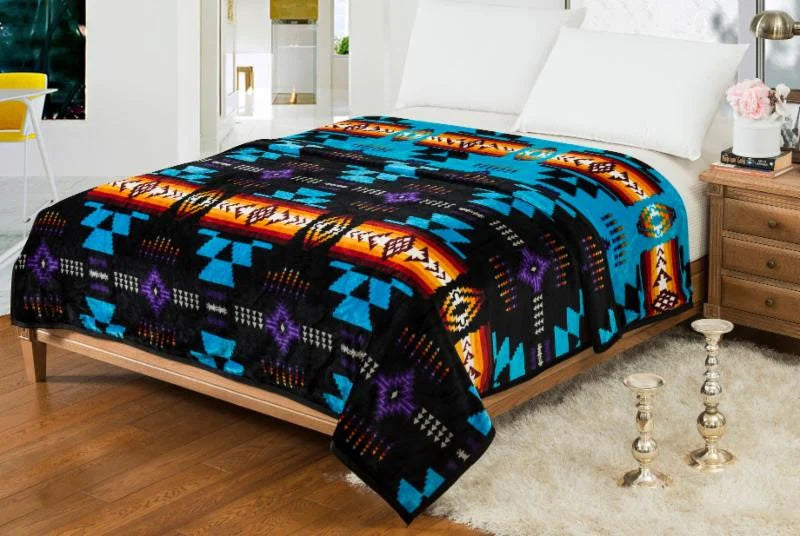 Classic Velvet Plush Reversible Blanket  - Black/Silver- FULL/TWIN